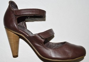 YOU BY CROCS SZ 10 M BROWN LEATHER MARY JANE ANKLE STRAP PUMPS HEELS SHOES | eBay
