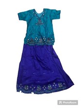 Indian Dress For Girls Embroidered Blue Color Excellent Condition