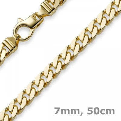 7mm Panzerkette Kette Collier diamantiert, 750 Gold Gelbgold massiv, 50cm - Bild 1 von 4