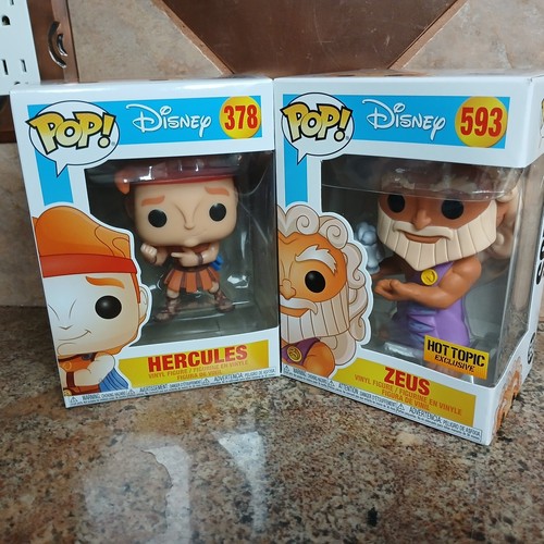 2 x VAULTED Funko POP! Disney - Hercules 378 & Zeus 593 Hot Topic Exclusive