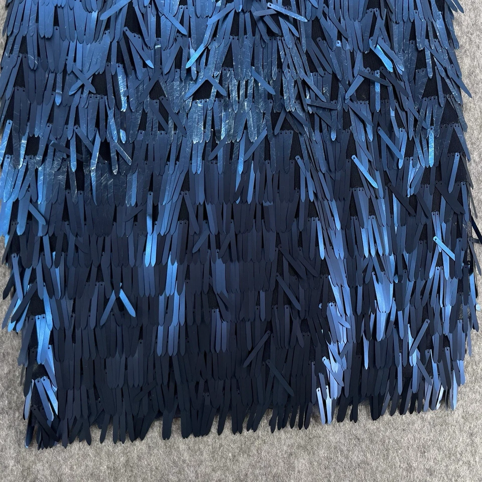 Vestido ajustado de malla con flecos y lentejuelas azules de cuero sintético negro Guess para mujer talla 8 Foto 2 de 4