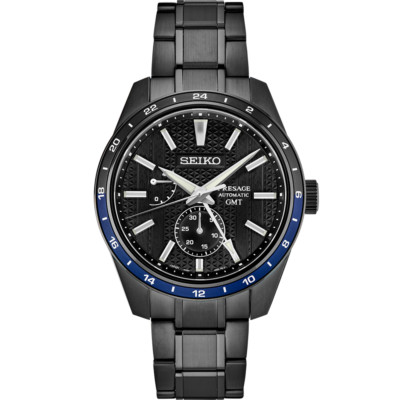 Seiko Presage Sharp Edged ZERO HALLIBURTON LE Black Dial GMT Automatic SPB271