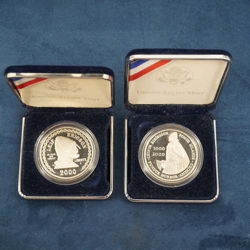 2000 US Mint Leif Ericson Two Coin Silver Dollar Set w/ COA - Free Shipping USA - Picture 2 of 7