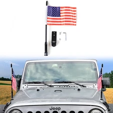 Front Engine Hood Flagpole Bracket Flag Holder Kit For Jeep Wrangler JK JKU 07+