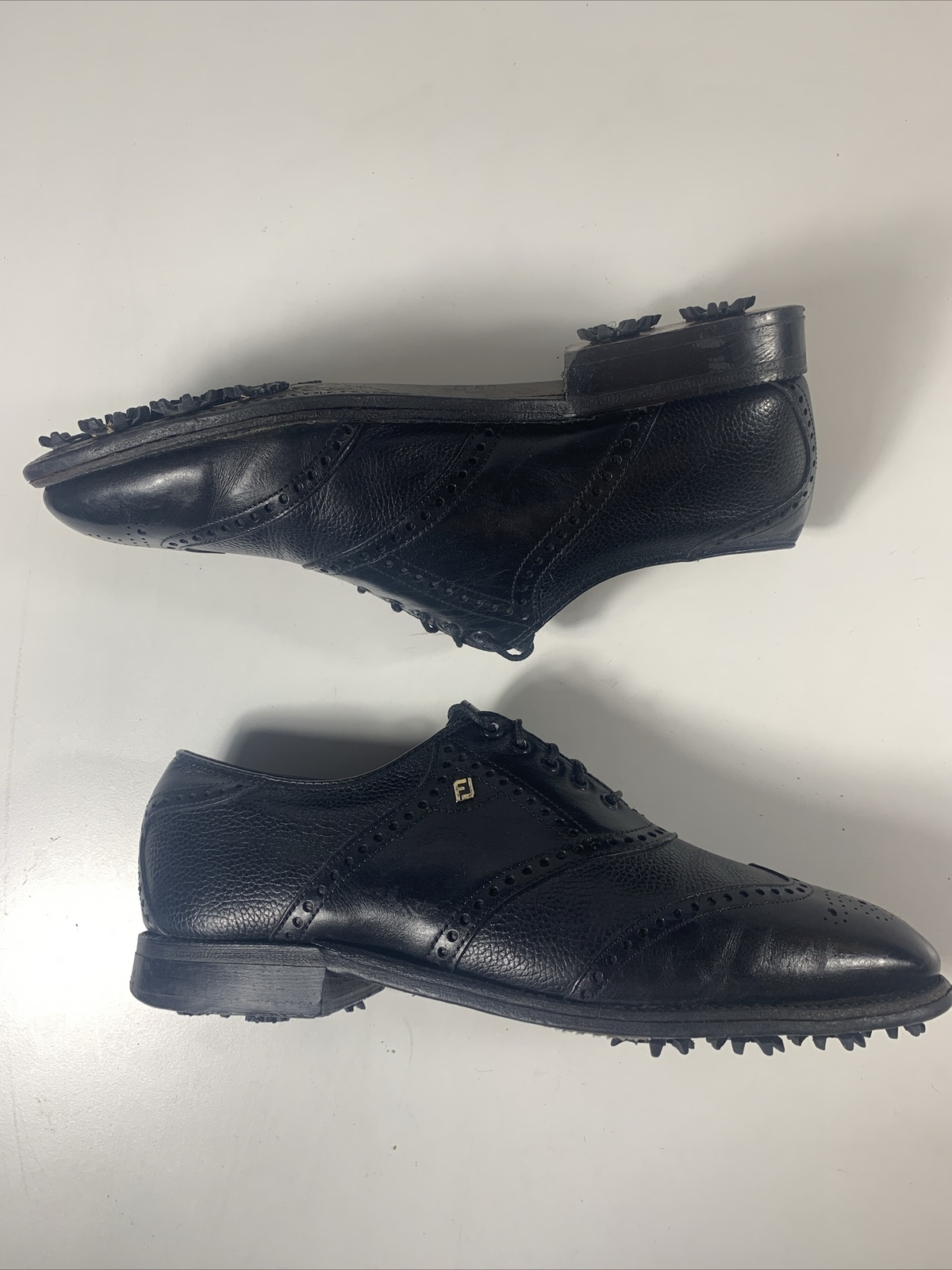 VTG FootJoy Black Wingtip Men's Golf Shoes Metal Spikes SZ 9C eBay