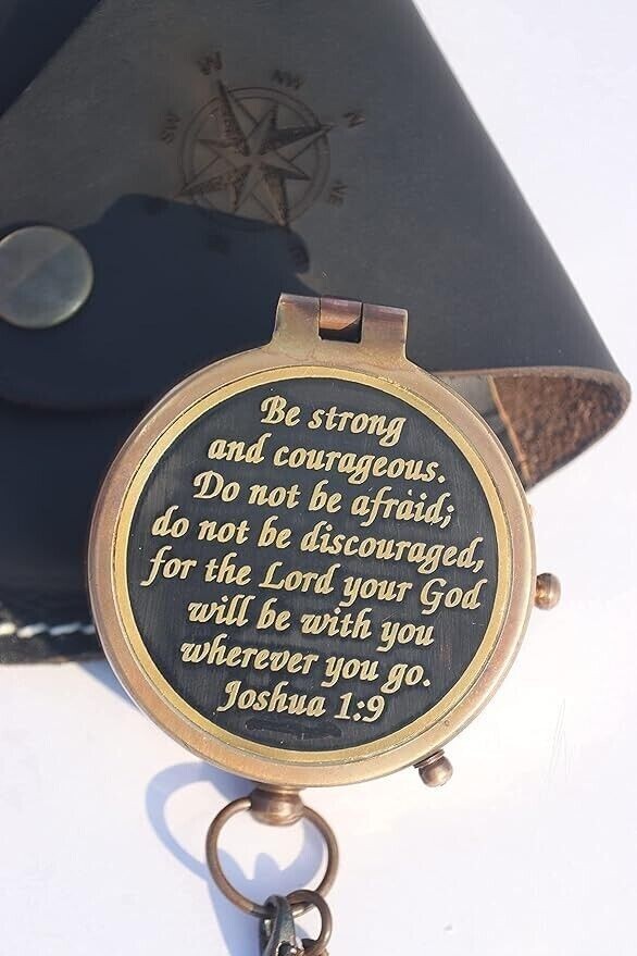 Compass Be Strong and Courageous Poem Gift for Confirmation, Baptism gift