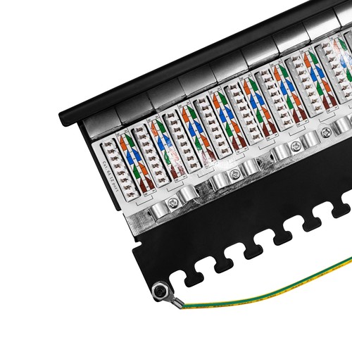 ProfiPatch Cat6a Patchpanel Patchfeld 12-portowe pole rozdzielcze do modułów Keystone - Zdjęcie 5 z 11