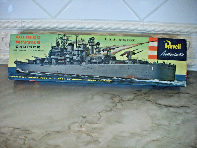 Vintage Revell "1956" U.S.S. Boston Guided Missile Cruiser Model Kit