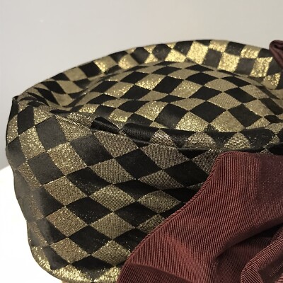 Vintage Diahann Carroll Bucket Hat Black/Gold Maroon Checkerboard Pattern 22.5” Vintage Diahann Carroll Bucket Hat Black/Gold Maroon  main image 3