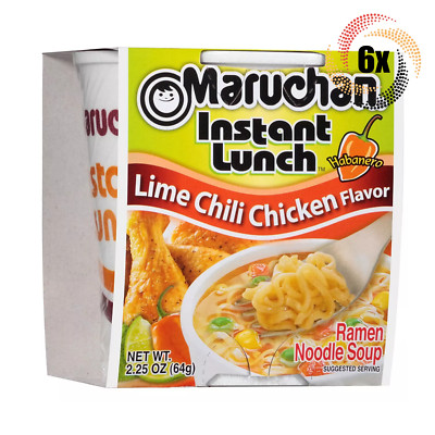 6x Cups Maruchan Instant Lunch Lime Chili Chicken Flavor Ramen Noodles | 2.25oz
