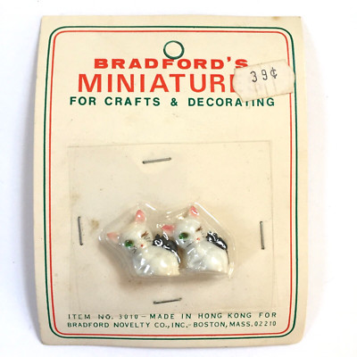Vintage Bradfords Miniature Cat & Mouse Figures Novelty Doll House Hong Kong NOS