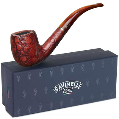 Savinelli Alligator Red 606 KS Colorful Bent Billiard Tobacco Pipe 6mm NEW