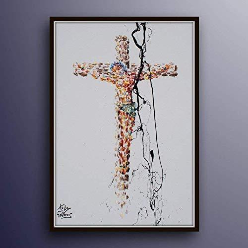 JESUS Cross 40", Christian gift idea, christ oil painting, thick texture - Picture 1 of 4