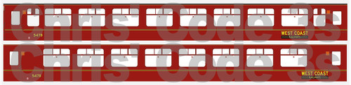 Klebstoff Vinyl Reisebus Aufkleber N Stärke Graham Farish - West Coast Railways MK2 5478 | Zustand: New