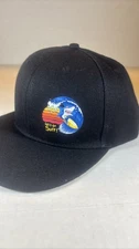 Surf Shark Snapback Hat Black Embroidered Surfing Cap
