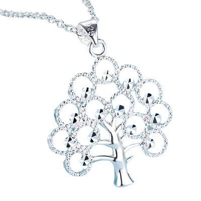 925 Sterlingsilber 18 Zoll Elegant Akazie Bohnen Anhänger Halskette Damen 449