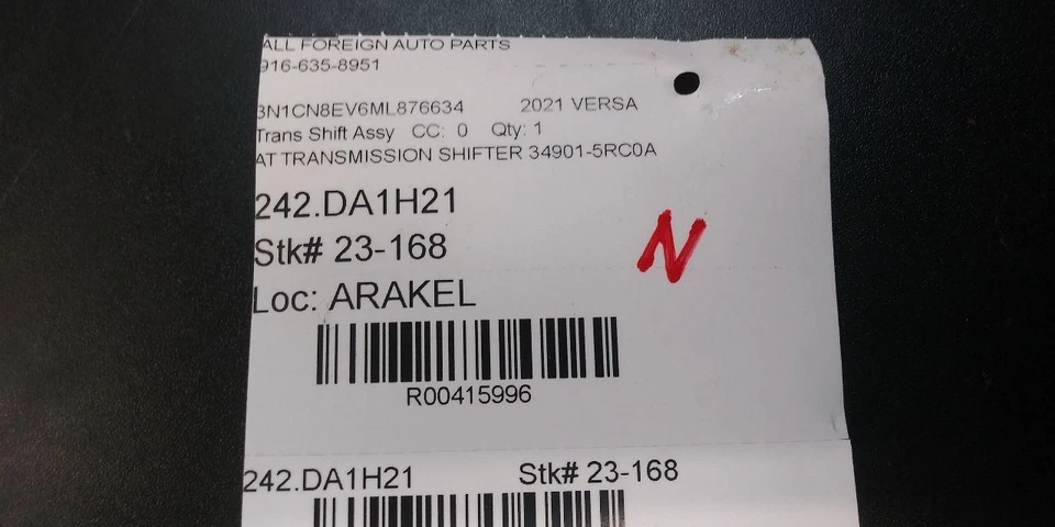 2021 NISSAN VERSA TRANSMISSION SHIFTER ASSEMBLY OEM 34901-5RC0A - Image 4 of 4
