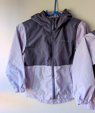 Eddie Bauer Kids 5-6Y Hooded Full Zip Colorblock Windbreaker Jacket Gray Purple