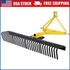 Heavy Duty 5 FT Landscape Rock Rake,3 Point Attach Rake with 360 Degree Rotation