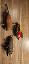 Vintage Heddon Lure Lot Crazy Crawler Meadow Mouse Wood Fishing Lures Old Tackle