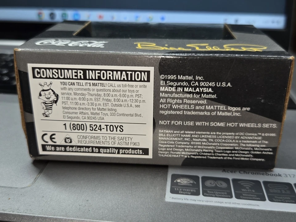 Bill Elliot 1995 Hot Wheels #94 Thunderbat Car Batman Ford McDonalds ¡Coca Cola!! Foto 4 de 4