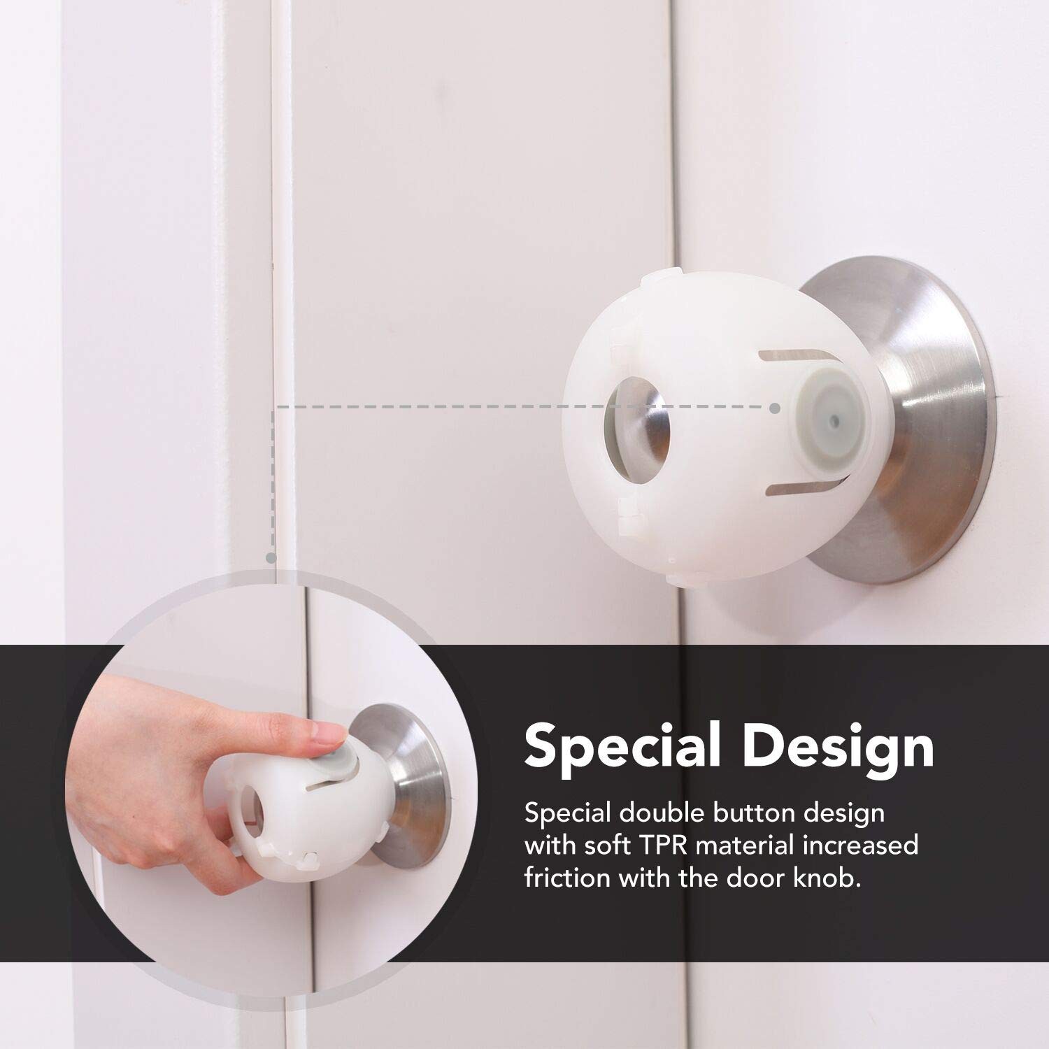 Moms Choice Gold Awards Winner - EUDEMON 4 Pack Baby Safety Door Knob Covers