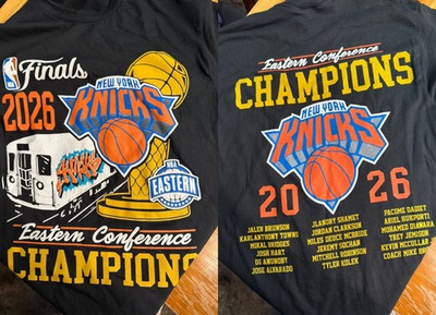 #ad #ad Hot Knicks Eastern Conference Champions Final 2026 black 2 side Shirt VK13657 $28.99