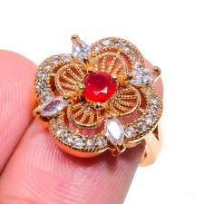 Ruby 18K Gold Plated Handmade Ring of US Size Adjustable