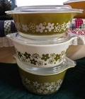 Vintage Pyrex Spring Blossom Crazy Daizy Cinderella Casseroles W/Lids 3-Pc Set