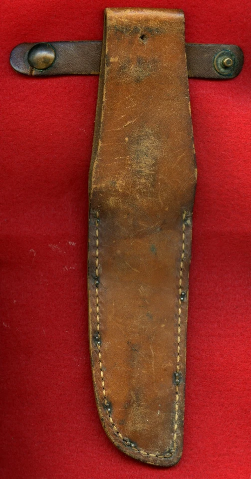 Cuchillo de combate Camillus USN Mark 1 WW2 WWII 1942/43 MANGO DE CUERO Y FUNDA Foto 4 de 4