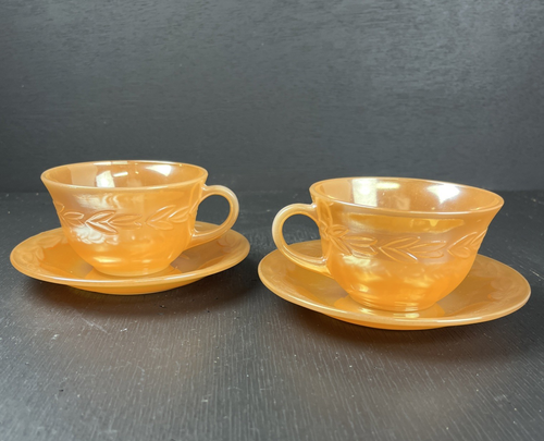 Feuerkönig Teetasse & Untertasse Pfirsich Glanz Lorbeerblatt 2er Set - Bild 1 von 18