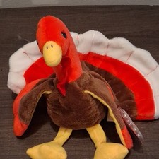 Ty Beanie Babies Gobbles Turkey Plush Brown Red Yellow Retired