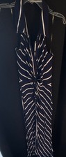 Navy White Striped Halter Sleeveless Maxi Dress Button Accent Women