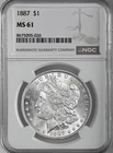 1887-P  $1  MORGAN SILVER DOLLAR  "PHILADELPHIA MINT"  NGC MS61 #8675095-026