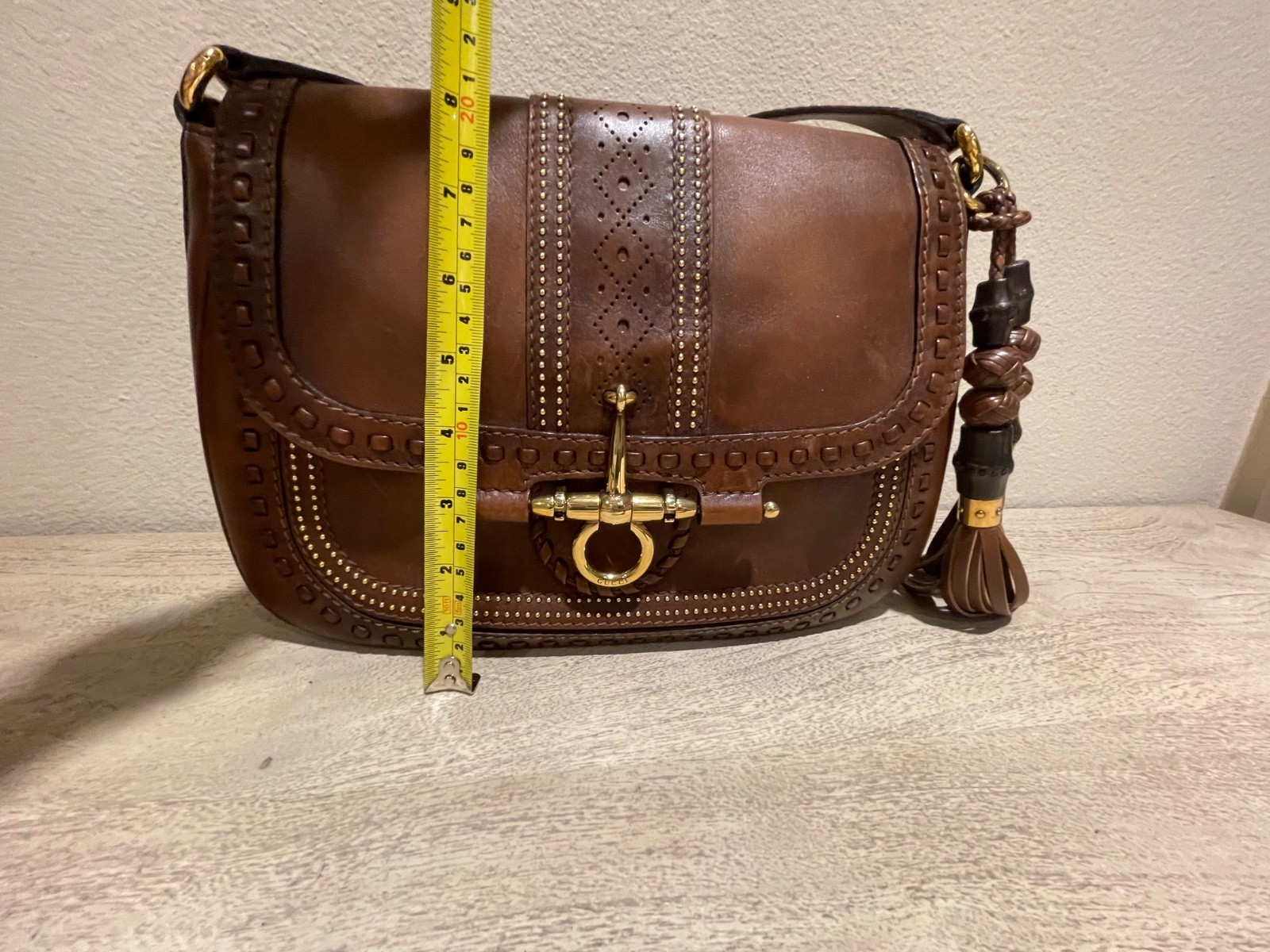 GUCCI Authentic Snaffle Bit Brown Medium Handbag … - image 20