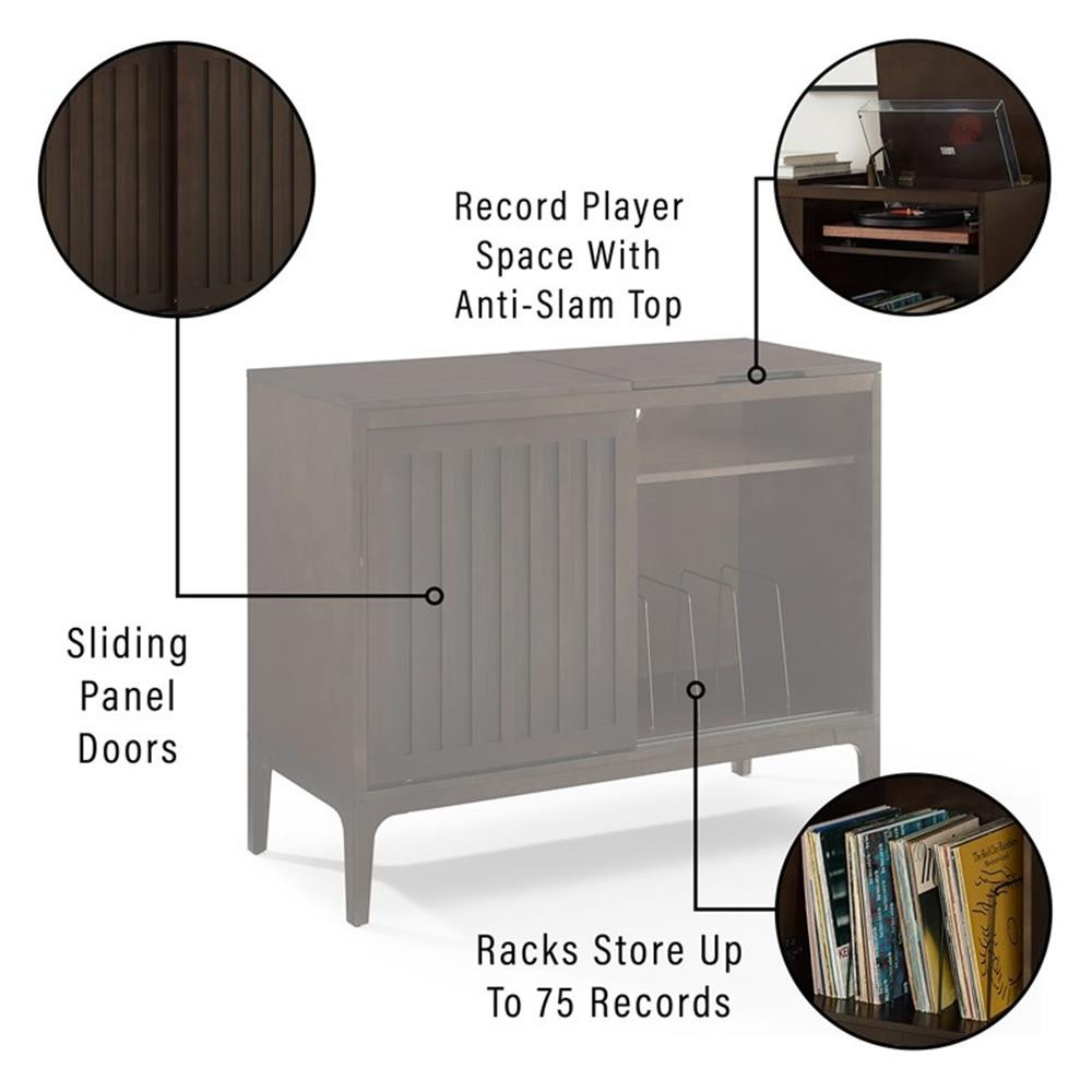 Crosley Furniture Asher Wood Record Storage Media Console - Dark Brown