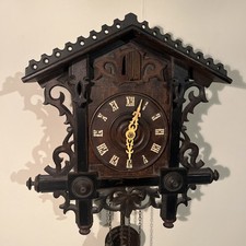 Antique Black Forest Railroad Cuckoo Clock Vintage TLC