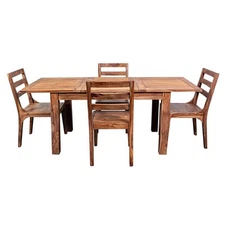 Avalon Mid-Century Modern Sheesham Wood 52 Dining Table with Butterfly Extension