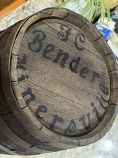 Vintage Wooden Whiskey Barrel J.C.Bender Minersville, Pa Wooden Barrel