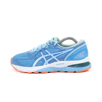 ASICS Damen Gel-Nimbus 21 Sneaker Blau Orange Synthetik Low-Top Laufschuhe EU 37