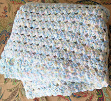 Couverture à lancer multicolore au crochet fait main 62"X 54"