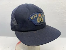 Vintage Royal Canadian Mounted Police Hat Snapback Trucker Cap Mens Blue 90s