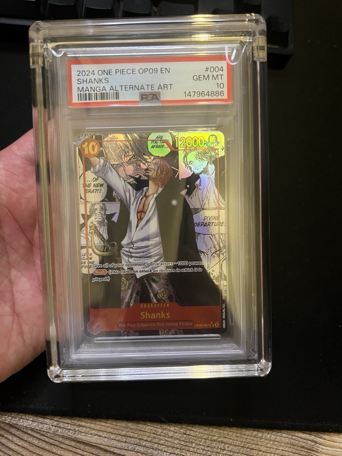 Juego de cartas Bandai One Piece OP09-004 Shanks Manga lámina de arte alternativo PSA 10