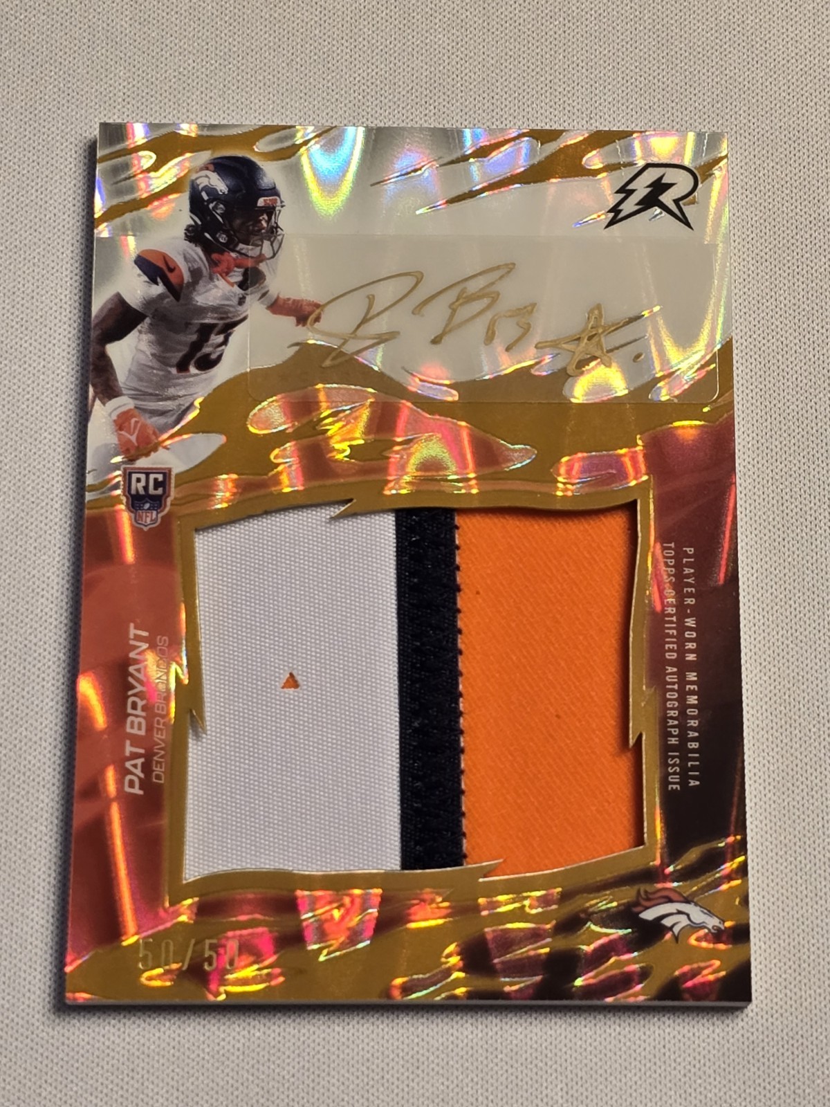 2025 Topps Resurgence Pat Bryant Rc Rookie Relic Auto Gold Power Surge 50/50