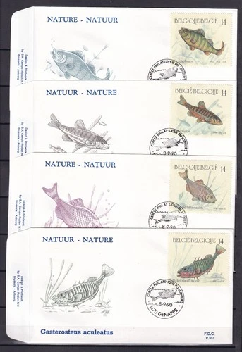 [LG79133] Belgium N°2383/2386FDC Fish First Day Cover COB € 11,00 SUPERB