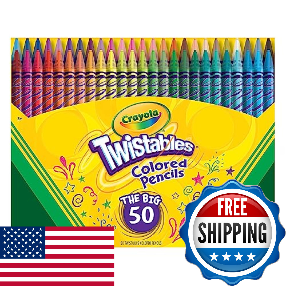 Crayola Twistables Colored Pencil Set 50Ct Cool Back To School Supplies For