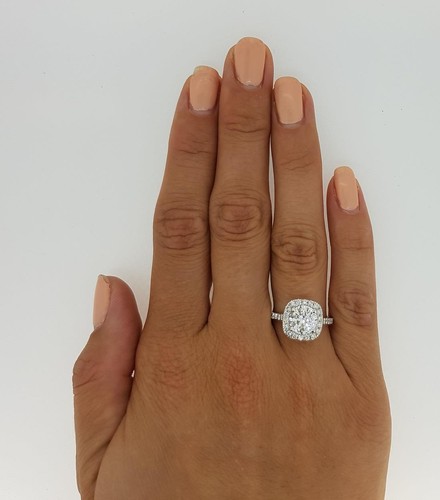 2.8 Ct Halo Pave Round Cut Diamond Engagement Ring VS1 D White Gold 14k - Picture 2 of 4