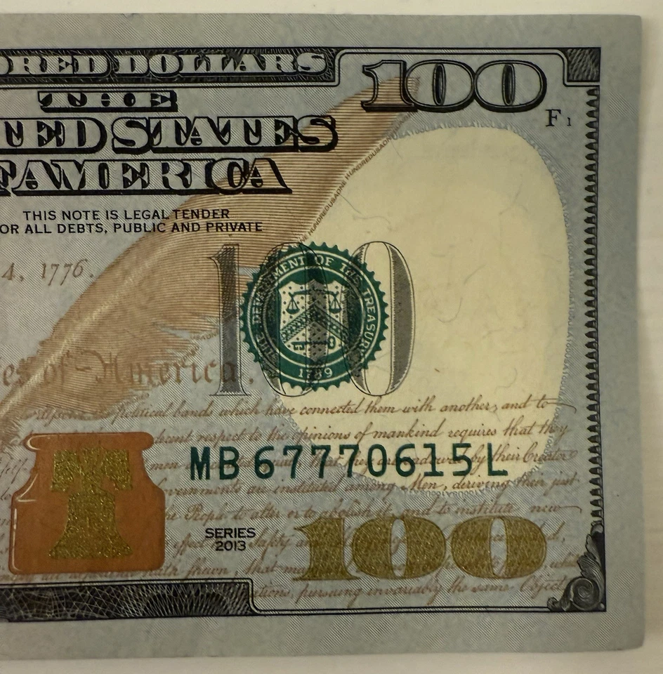 2013 Three 7’s Rare Fancy Serial Number One Hundred Dollar Bill - Image 2 of 4