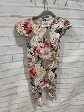 Rare Posh Peanut Tan Floral Cassie Jumper Ruffled Cap sleeve 12-18 Months