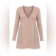 Altar d State Lace Crochet Trim Babydoll Cardigan Sz M